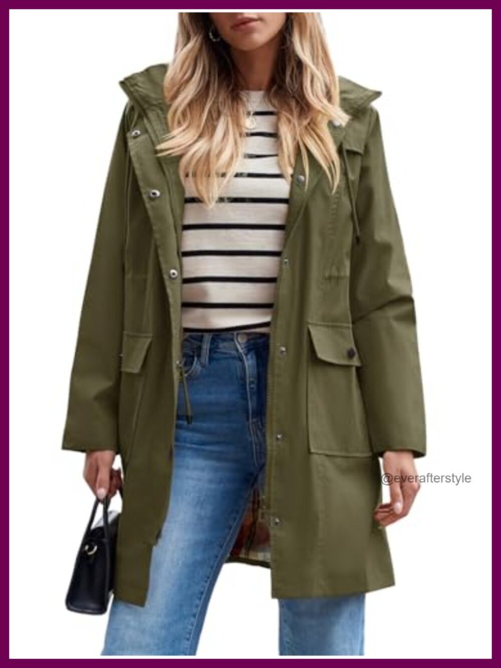 Waterproof Rain Jacket Long Raincoat Hooded Windbreaker Trench Coat
